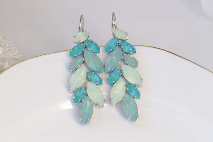 MINT OPAL EARRINGS, Art Deco Wedding Jewelry, Light Green Earrings, Pastel Bridal Earrings, Rebeka Earrings, Aqua Blue Turquoise Earrings