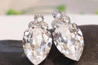 CRYSTAL Stud EARRINGS, Rebeka Post Earrings, Bridal Clear Shiny Earrings, Minimalist Studs, Wedding Earrings, Bridal Simple Studs, Xmas