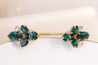 EMERALD BRACELET, Emerald cuff Bracelet, Bridal Dark Green Rebeka Bracelet ,Wedding Art Deco Bracelet,Bridesmaids Open Cuff, Dainty Cuff