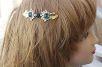 EMERALD HAIR Comb, Bridal Green Hair Comb, Rhinestone Hair Jewelry, Wedding Hair Comb, Leaf Hair Comb,Wedding Hair Accessories, Leaves Combs