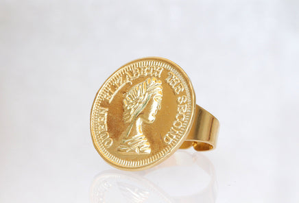 GOLD COIN RING, Coin Adjustable Ring,  Coin Jewelry,Vintage Coin Statement Ring, Antique Coin rings for Women gift, Silver or Gold
