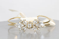 CRYSTAL WEDDING Bracelet, Rebeka Bridal Bracelet, Rhinestone Cuff Bracelet,Bridesmaid Gift, Clear Evening Bracelet, Vintage Style Looking