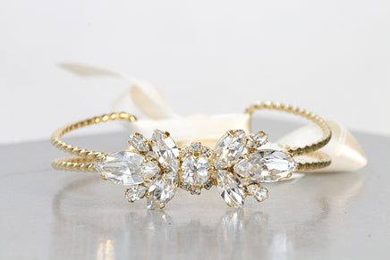 CRYSTAL WEDDING Bracelet, Rebeka Bridal Bracelet, Rhinestone Cuff Bracelet,Bridesmaid Gift, Clear Evening Bracelet, Vintage Style Looking