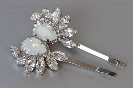 OPAL BOBBY PINS, Bridal Bobby Pin, Wedding White Hair Pins,Rhinestone Bobby Pin, Rebeka Crystals Bobby Pin, Decorative Hair, Bridesmaids