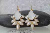 PEARL BRIDAL EARRINGS, Bridal White Opal Earrings,Rebeka Earrings,Wedding Pearl Jewelry,Ivory Pearl Bridesmaid Drop Earrings,Gift For Her