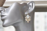 PEARL BRIDAL EARRINGS, Bridal White Opal Earrings,Rebeka Earrings,Wedding Pearl Jewelry,Ivory Pearl Bridesmaid Drop Earrings,Gift For Her