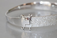 SILVER STERLING BRACELET, Crystals Bridal Bracelet, Elegant Bracelet, 925 Silver Sterling Bangle, Woman's Bracelet, Christmas Jewelry Gift