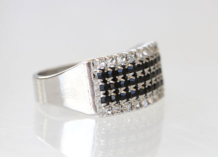 BLACK Rebeka RING, Pave Crystal Ring, Rebeka Crystals Ring, Signet Ring, Woman's Ring, Gift For Her, Black Friday Sale, Black Evening