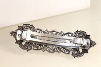 French Barrette, Antique SILVER HAIR BARRETTE, Bridal Clip,Filigree Hair Barrette, Rebeka Opal Hair Clip, Hair Ornament Wedding Hair Clip