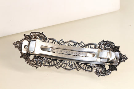French Barrette, Antique SILVER HAIR BARRETTE, Bridal Clip,Filigree Hair Barrette, Rebeka Opal Hair Clip, Hair Ornament Wedding Hair Clip