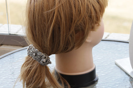French Barrette, Antique SILVER HAIR BARRETTE, Bridal Clip,Filigree Hair Barrette, Rebeka Opal Hair Clip, Hair Ornament Wedding Hair Clip