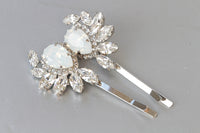 OPAL BOBBY PINS, Bridal Bobby Pin, Wedding White Hair Pins,Rhinestone Bobby Pin, Rebeka Crystals Bobby Pin, Decorative Hair, Bridesmaids