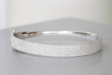 SILVER STERLING BRACELET, Crystals Bridal Bracelet, Elegant Bracelet, 925 Silver Sterling Bangle, Woman's Bracelet, Christmas Jewelry Gift