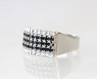 BLACK GOLD RING, Pave Rebeka Crystal Ring, Chunky Ring, Signet Ring, Woman's Ring, Gift For Her, Black Friday Sale, Black Cocktail Ring