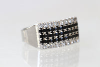 BLACK GOLD RING, Pave Rebeka Crystal Ring, Chunky Ring, Signet Ring, Woman's Ring, Gift For Her, Black Friday Sale, Black Cocktail Ring