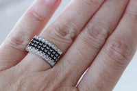 BLACK GOLD RING, Pave Rebeka Crystal Ring, Chunky Ring, Signet Ring, Woman's Ring, Gift For Her, Black Friday Sale, Black Cocktail Ring