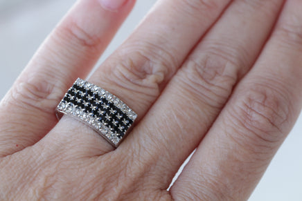 BLACK GOLD RING, Pave Rebeka Crystal Ring, Chunky Ring, Signet Ring, Woman's Ring, Gift For Her, Black Friday Sale, Black Cocktail Ring