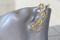 Compass Earrings EAR CLIMBERS, Rebeka Women's Earrings, Ear Chain, Bridal Earrings, Ear Crawler Earrings, Traveling Champagne Earrings