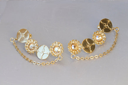 Compass Earrings EAR CLIMBERS, Rebeka Women's Earrings, Ear Chain, Bridal Earrings, Ear Crawler Earrings, Traveling Champagne Earrings