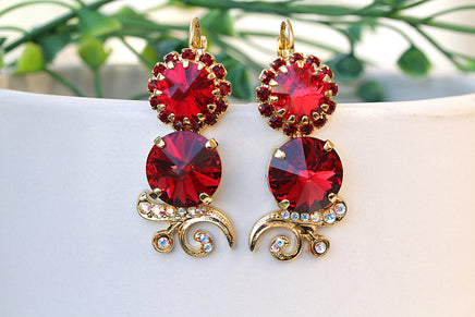 DARK RED EARRINGS, Red Ruby earrings, Romantic Jewelry Gift, Bridal Ruby Gold Earrings, Real Rebeka Stone, Cherry Wine Drop Long Earrings