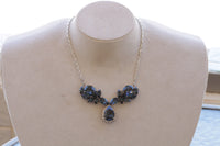 NAVY BLUE NECKLACE, Dark Blue Bridal Necklace,Rebeka Necklace, Statement Blue Necklace,Blue Navy Cluster Necklace, Formal Women's Jewelry
