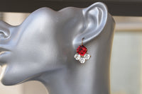 RED BRIGHT EARRINGS, Rebeka Earrings, Red Ruby Earrings,Red Dangle/Drop Earrings, Wedding Bridal Red Earrings, Ruby Red Anniversary Wife
