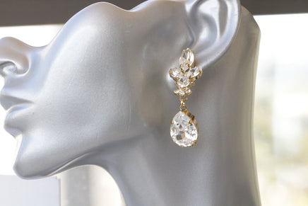 BRIDAL CRYSTAL EARRINGS, Bright Earring, Rebeka Earrings, Clear Chandelier Earrings,Bride Drop Long Earrings, Clear Clusters Wedding Gift