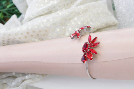 RUBY RED BRACELET, Rebeka Bracelet, Cuff Bracelet, Rebeka Gemstone Woman's Bracelet, Wife Bracelet, Bridal Bracelet, Gift For Her,