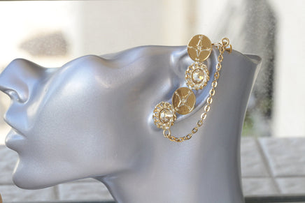 Compass Earrings EAR CLIMBERS, Rebeka Women's Earrings, Ear Chain, Bridal Earrings, Ear Crawler Earrings, Traveling Champagne Earrings
