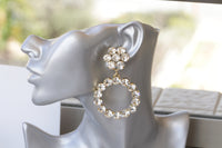 BRIDAL EXTRA Large  EARRINGS, Crystal Rebeka Wedding Jewelry, Big Rebeka Earrings,1980'S Jewelry Style ,Statement Earrings For Brides