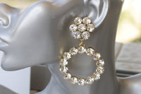 BRIDAL EXTRA Large  EARRINGS, Crystal Rebeka Wedding Jewelry, Big Rebeka Earrings,1980'S Jewelry Style ,Statement Earrings For Brides