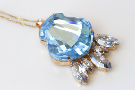 AQUAMARINE SHELL NECKLACE, Blue Shell Necklace, Rebeka Mermaid Necklace, Mother's Day Gift, Sea Shell Necklace,Dusty Blue Summer Necklace