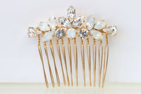 OPAL HAIR Comb, Bridal Hair Comb, White Opal headpiece, Crystals of Rebeka Accessories, Leaf Hair Comb,Wedding Hair Jewelry,Small Comb