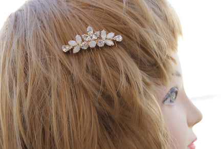 OPAL HAIR Comb, Bridal Hair Comb, White Opal headpiece, Crystals of Rebeka Accessories, Leaf Hair Comb,Wedding Hair Jewelry,Small Comb