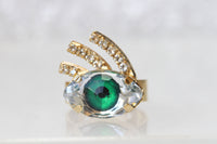 VDAY GIFTS, GREEN Eye Ring, Evil Eye Ring,Rebeka Crystals Ring,Emerald Green Ring, Trending jewelry, Bohemian Woman Jewelry, Gift For Her