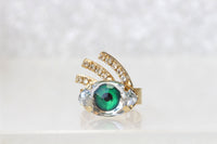 VDAY GIFTS, GREEN Eye Ring, Evil Eye Ring,Rebeka Crystals Ring,Emerald Green Ring, Trending jewelry, Bohemian Woman Jewelry, Gift For Her