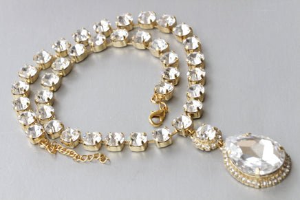 CRYSTAL STATEMENT BRACELET, Bridal Rebeka Bracelet, Gold Clear Rhinestone Bangle, Wedding Formal Bride Jewelry, Teardrop Tennis Bracelet
