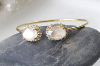 IVORY GOLD BRACELET,Nude Jewelry,Bridal Open Cuff, Cream Bracelet,Rebeka Beige Bracelet,Minimalist Art Deco Cuff, Wedding Simple Bracelet