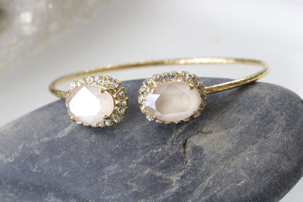 IVORY GOLD BRACELET,Nude Jewelry,Bridal Open Cuff, Cream Bracelet,Rebeka Beige Bracelet,Minimalist Art Deco Cuff, Wedding Simple Bracelet