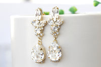 BRIDAL CRYSTAL EARRINGS, Bright Earring, Rebeka Earrings, Clear Chandelier Earrings,Bride Drop Long Earrings, Clear Clusters Wedding Gift