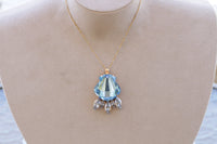 AQUAMARINE SHELL NECKLACE, Blue Shell Necklace, Rebeka Mermaid Necklace, Mother's Day Gift, Sea Shell Necklace,Dusty Blue Summer Necklace