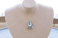 AQUAMARINE SHELL NECKLACE, Blue Shell Necklace, Rebeka Mermaid Necklace, Mother's Day Gift, Sea Shell Necklace,Dusty Blue Summer Necklace