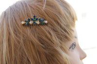 EMERALD CHAMPAGNE HAIR Comb, Bridal Hair Comb, Dark Green headpiece, Golden Shadow Rebeka, Leaf Hair Comb,Wedding Hair Jewelry,Small Comb
