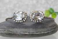 DUSTY BLUE BRACELET, Minimalist Crystal Bracelet, Bridal french blue Bracelet, Wedding Rebeka Bracelet, Bridesmaid Vintage Open Bracelet