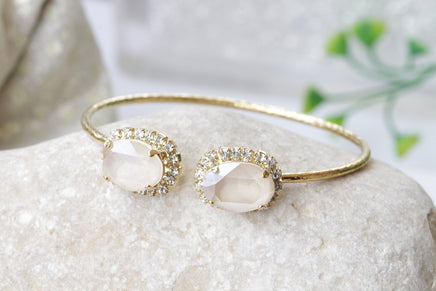 IVORY GOLD BRACELET,Nude Jewelry,Bridal Open Cuff, Cream Bracelet,Rebeka Beige Bracelet,Minimalist Art Deco Cuff, Wedding Simple Bracelet