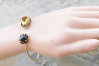 Black Evening BRONZE BRACELET, Bronze Black Rebeka Bracelet, Black Teardrop Mother Of Groom Jewelry, Cocktail Black Bracelet Earrings Set