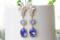 ROYAL BLUE EARRINGS, Bridal Something Blue For The Brides, Sapphire Blue Long  Earrings, Rebeka Statement Jewelry, Lightweight Earrings