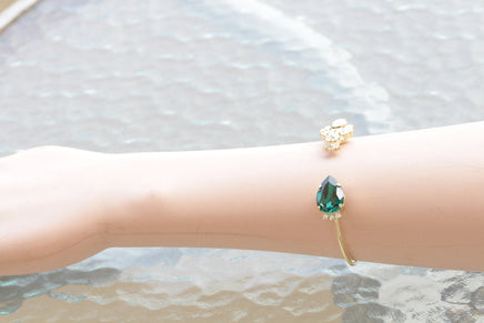OPAL BRIDAL BRACELET, White and Clear Wedding Bracelet, Rebeka  Bracelet, Crystal Bracelet, Silver Bracelet,Bridesmaid Danity Open Cuff