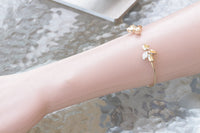 IVORY PEARL BRACELET, Wedding Bracelet, Open Cuff, Rebeka Bridal, Rose Gold Opal Bracelet, White Opal Cuff,Minimalist Bridesmaid Bracelet