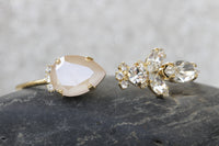 IVORY NUDE BRIDAL Bracelet,Bridal  Cream Bracelet, Rebeka Off White Bracelet, Open Cuff Bracelet, Vintage Bracelet, Necklace Earring Set